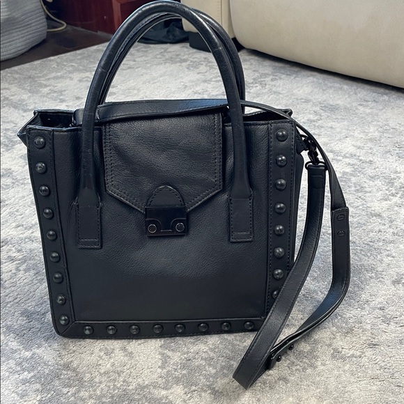 Loeffler Randall Junior Work Tote Bag Black Leather Studded 2 Way - Picture 3 of 15